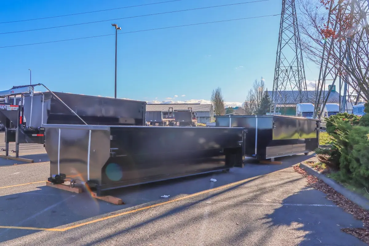 Roll-off dumpster ready for waste disposal at job site for Demolition Dumpster Rental in Villa Hills
